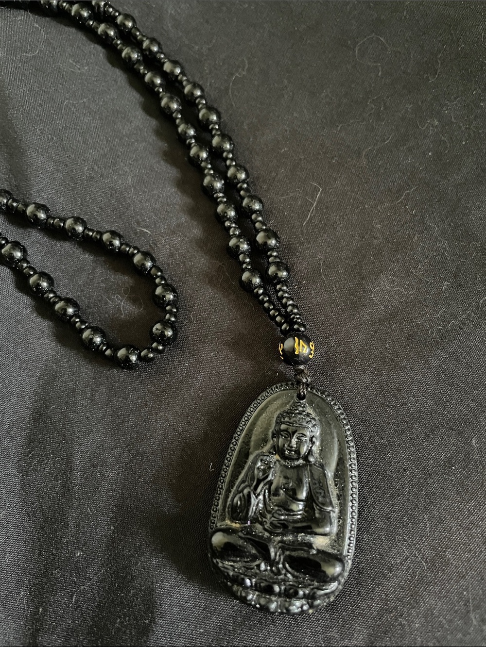 Black Buddha Pendant Bead Necklace - Men's or Women’s Spiritual Accessory